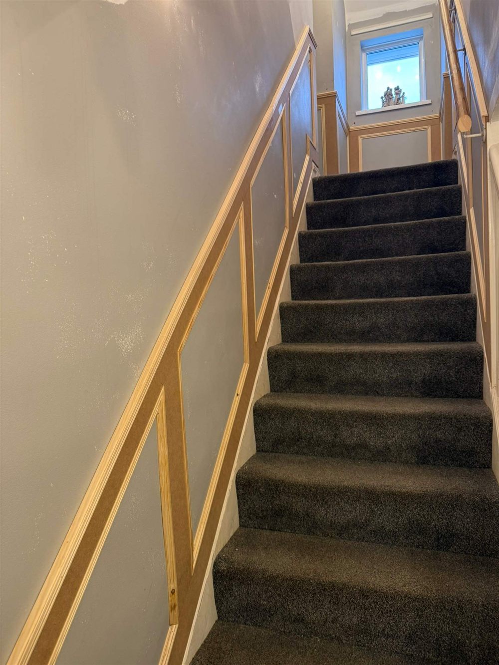 Staircase with new panelling and dado rail
