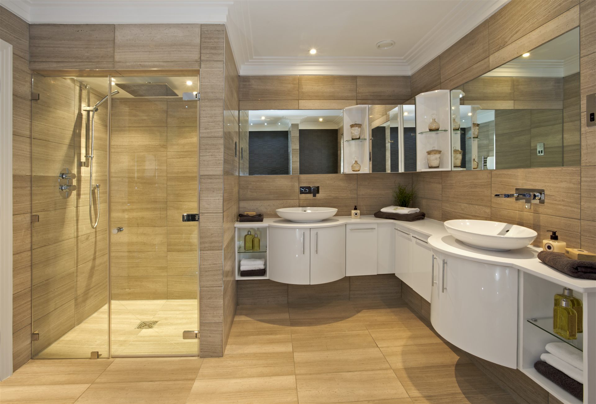 Luxury bathroom suite with large shower unit