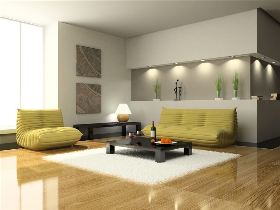 Modern renovated living room interior
