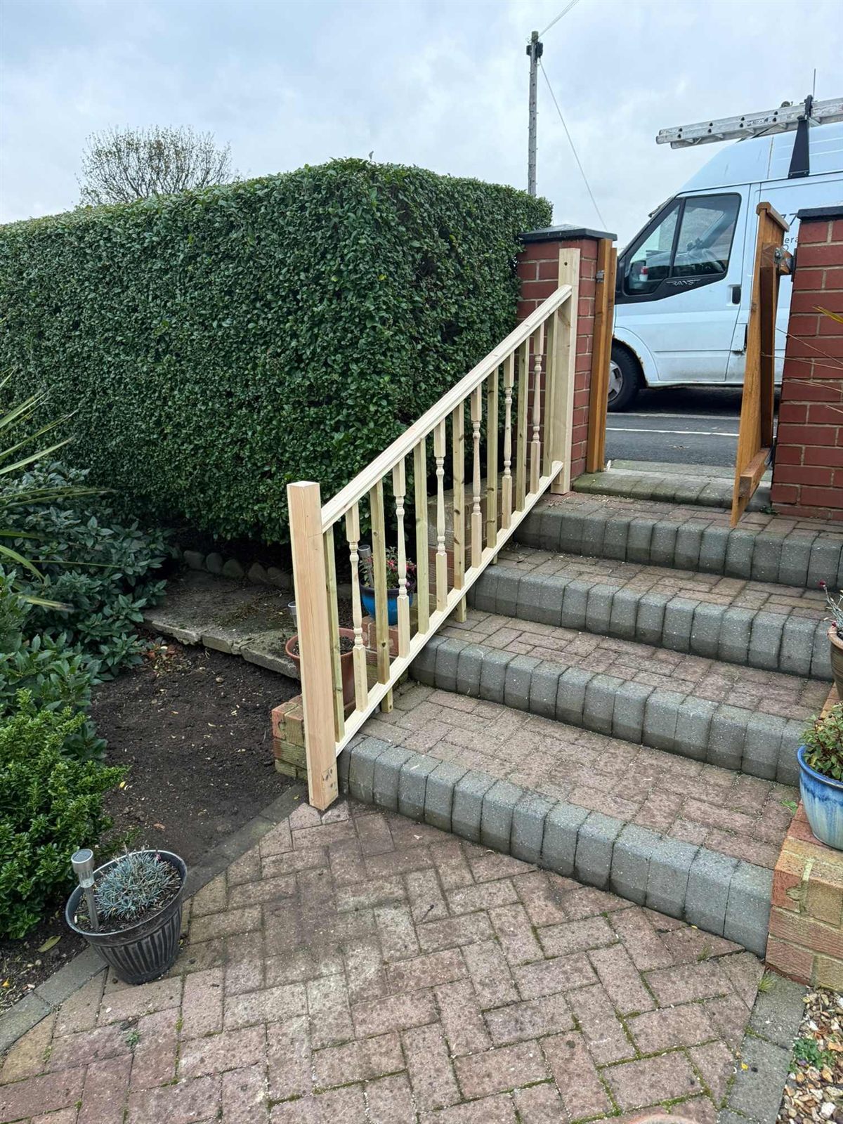 Garden steps with new timber handrail